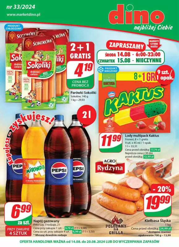 Dino - gazetka promocyjna Gazetka od środy 14.08 do wtorku 20.08