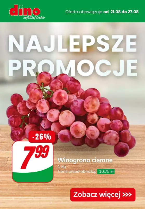 Dino - gazetka promocyjna Najlepsze PROMOCJE od środy 21.08 do wtorku 27.08