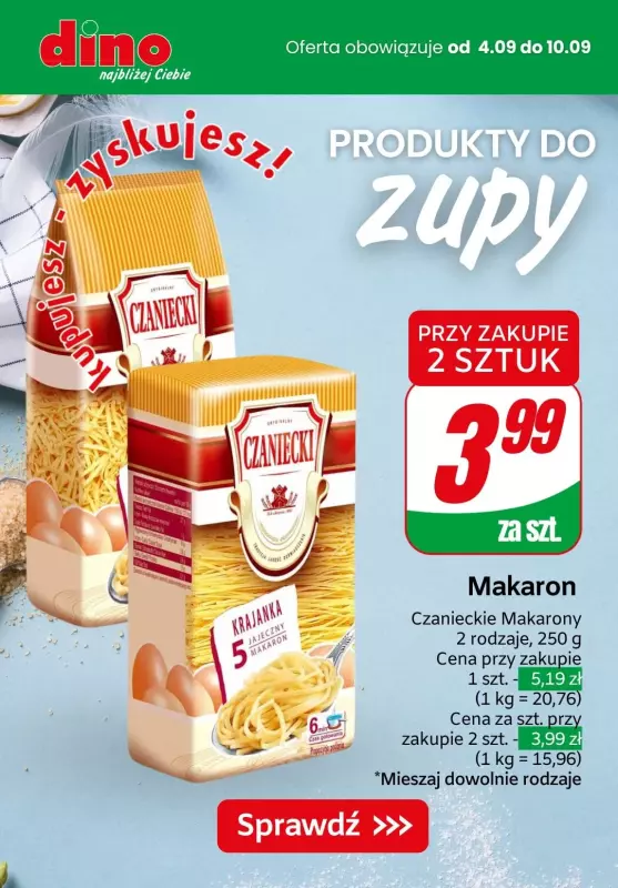 Dino - gazetka promocyjna Produkty do zupy w super cenach od czwartku 05.09 do wtorku 10.09