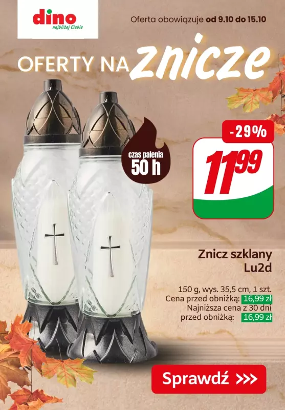 Dino - gazetka promocyjna Oferty na znicze od czwartku 10.10 do wtorku 15.10