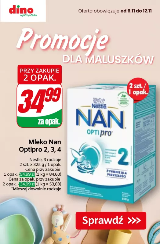 Dino - gazetka promocyjna Promocje dla maluszków od czwartku 07.11 do wtorku 12.11