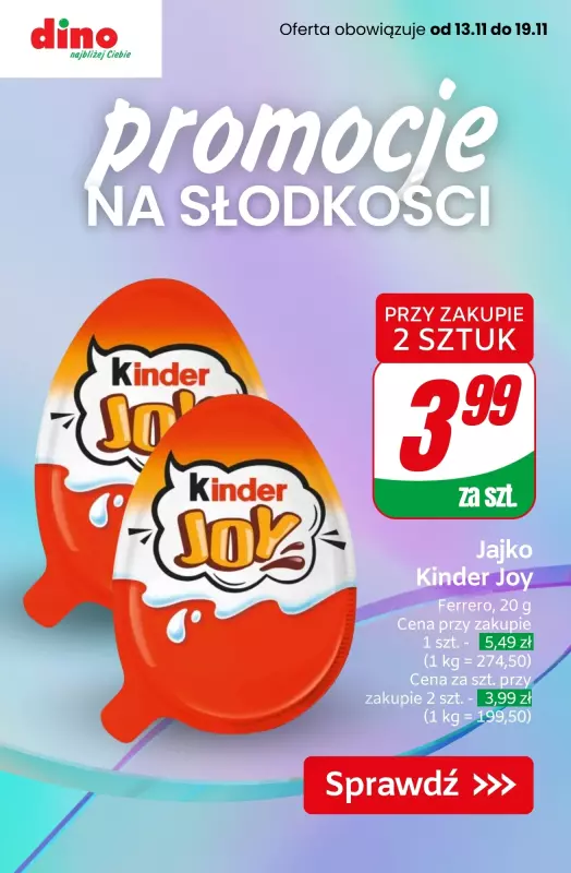 Dino - gazetka promocyjna Promocje na słodkości od czwartku 14.11 do wtorku 19.11