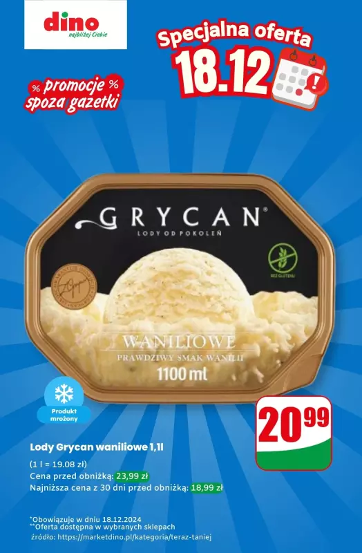 Dino - gazetka promocyjna Lody - oferta na 18.12.2024 | Promocje spoza gazetki od środy 18.12 do środy 18.12