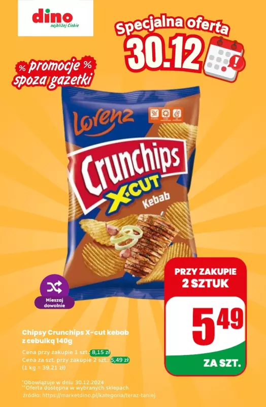 Dino - gazetka promocyjna Chipsy - oferta na 30.12.2024 | Promocje spoza gazetki  