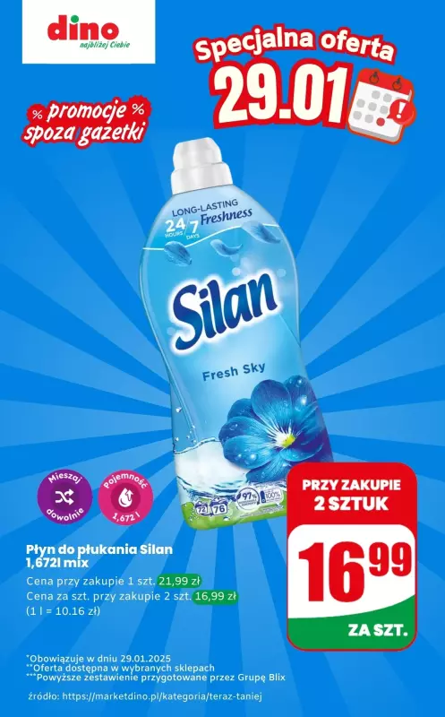 Dino - gazetka promocyjna Płyn do płukania - oferta na 29.01 | Promocje spoza gazetki od środy 29.01 do środy 29.01