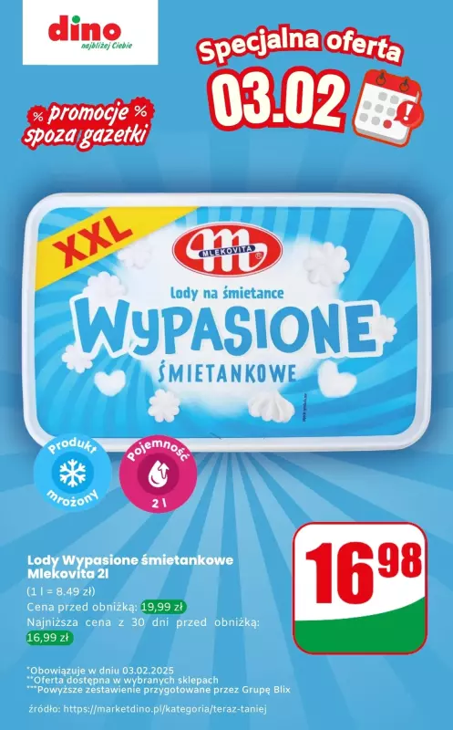 Dino - gazetka promocyjna Lody - oferta na 03.02 | Promocje spoza gazetki od poniedziałku 03.02 do poniedziałku 03.02