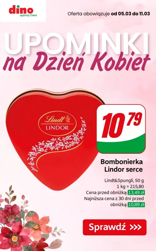 Dino - gazetka promocyjna Upominki na Dzień Kobiet w SUPER cenach! od czwartku 06.03 do niedzieli 09.03