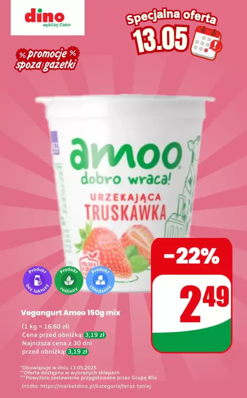 Dino - gazetka promocyjna Vegangurt - oferta na 13.05 | Promocje spoza gazetki od wtorku 13.05 do wtorku 13.05