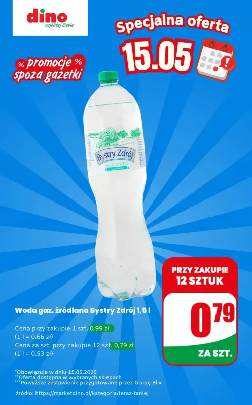 Dino - gazetka promocyjna Woda gazowana - oferta na 15.05 | Promocje spoza gazetki  