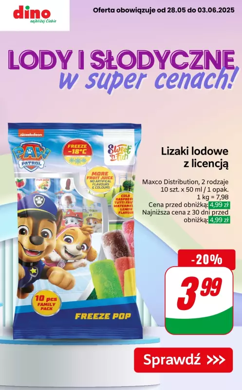 Dino - gazetka promocyjna Słodycze i lody w SUPER cenach!  