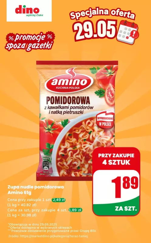 Dino - gazetka promocyjna Zupa nudle - oferta na 29.05 | Promocje spoza gazetki  