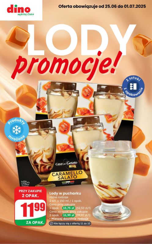 Dino - gazetka promocyjna Promocje na LODY od piątku 27.06 do wtorku 01.07