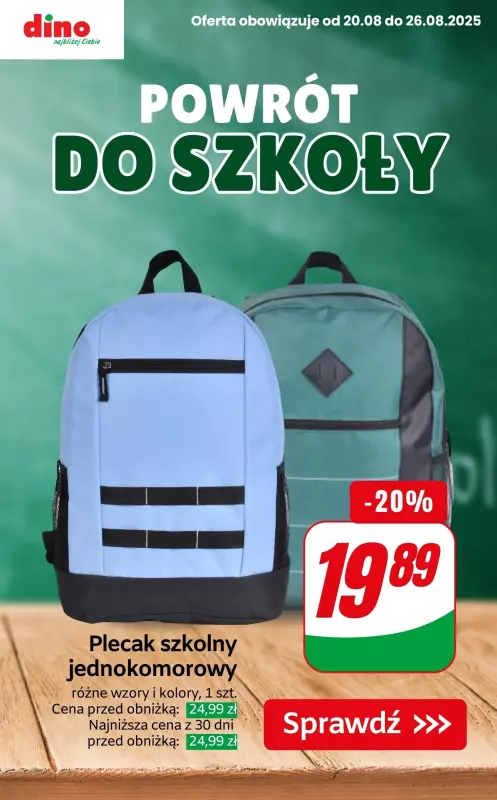 Dino - gazetka promocyjna Powrót do szkoły od środy 20.08 do wtorku 26.08