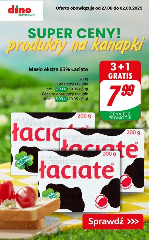 Dino - gazetka promocyjna Produkty na kanapki w SUPER cenach! od czwartku 28.08 do wtorku 02.09