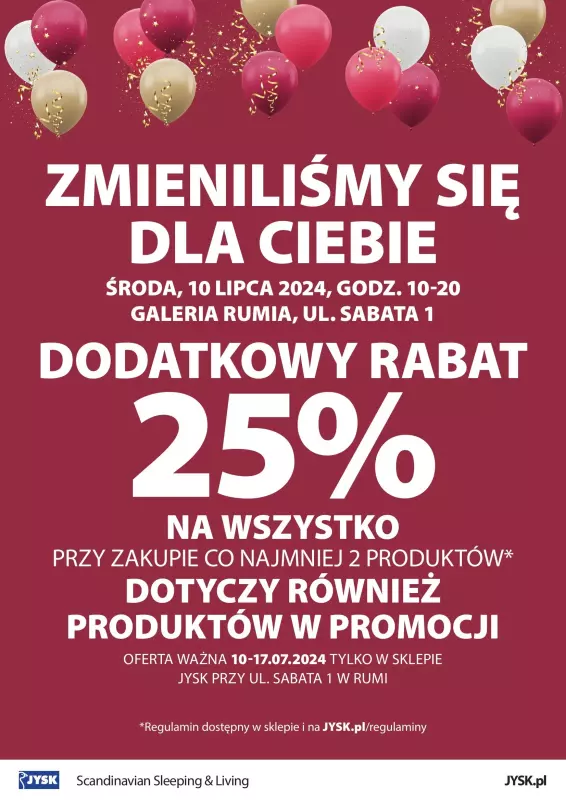 Jysk - gazetka promocyjna RUMIA: Wielkie Otwarcie JYSK! Już w ŚRODĘ 10.07! od środy 10.07 do środy 17.07