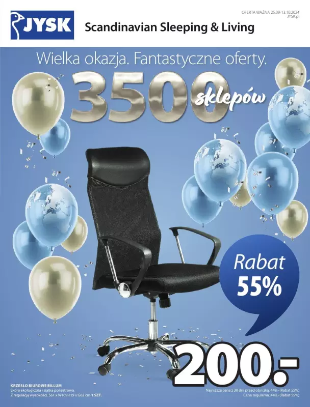 Jysk - gazetka promocyjna Wielka okazja. Fantastyczne oferty. od środy 25.09 do niedzieli 13.10