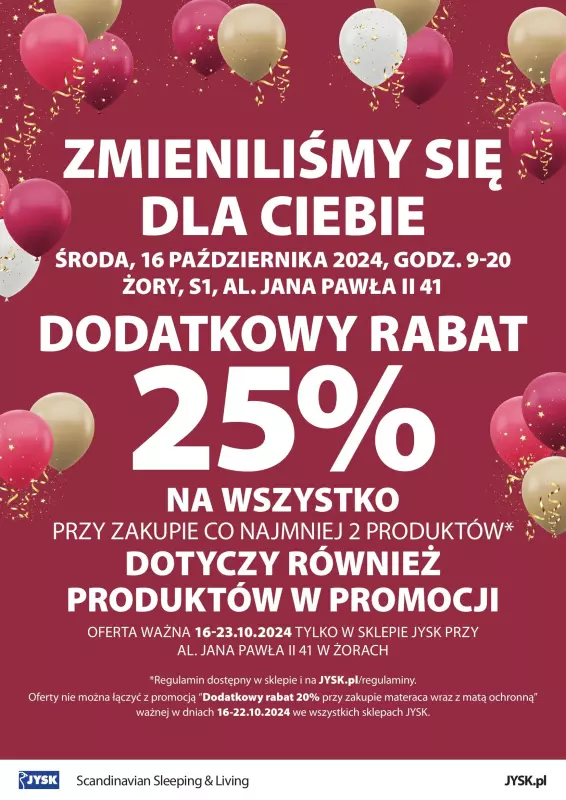 Jysk - gazetka promocyjna ŻORY: Wielkie Otwarcie JYSK! Już w ŚRODĘ 16.10! od środy 16.10 do środy 23.10