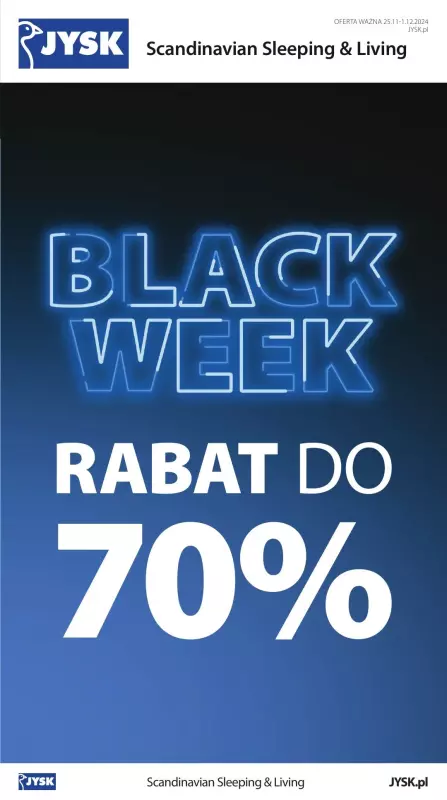 Jysk - gazetka promocyjna Black Week od poniedziałku 25.11 do niedzieli 01.12