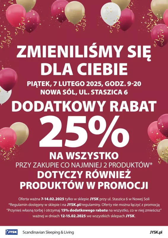 Jysk - gazetka promocyjna NOWA SÓL: Wielkie Otwarcie JYSK! Już w PIĄTEK 07.02! od piątku 07.02 do piątku 14.02