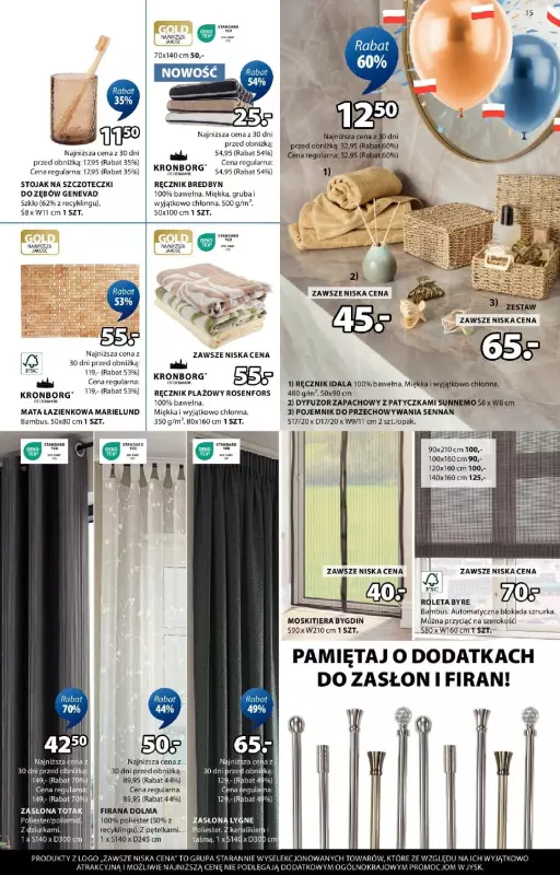 Jysk - gazetka promocyjna Świętujemy urodziny. Rabat do 50% od środy 21.05 do niedzieli 08.06 - strona 15