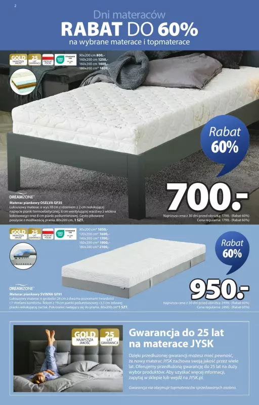 Jysk - gazetka promocyjna Dni materaców. Rabat do 60%   - strona 2