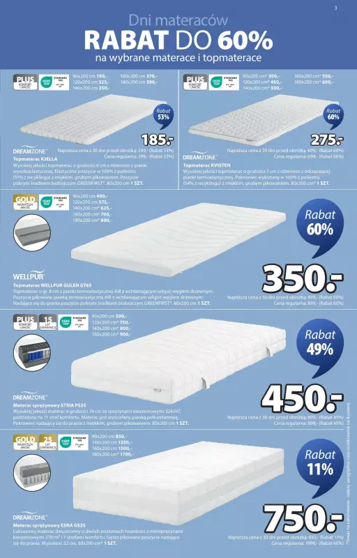 Jysk - gazetka promocyjna Dni materaców. Rabat do 60%   - strona 3