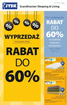 Jysk - gazetka promocyjna Dni materaców. Rabat do 60% od środy 04.06 do niedzieli 22.06