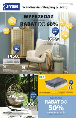 Jysk - gazetka promocyjna Wyprzedaż. Rabat do 60% od środy 23.07 do niedzieli 10.08
