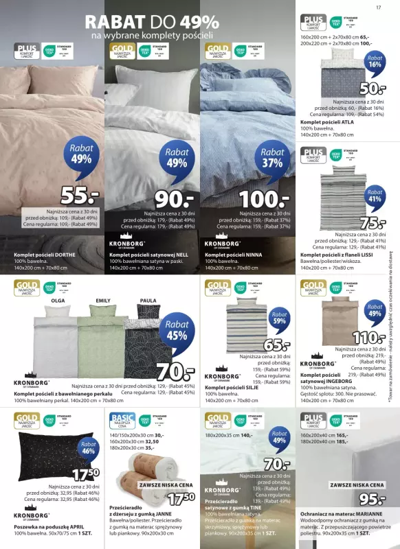 Jysk - gazetka promocyjna Świetna oferta dla domu. Rabat do 60% od środy 13.08 do niedzieli 31.08 - strona 17