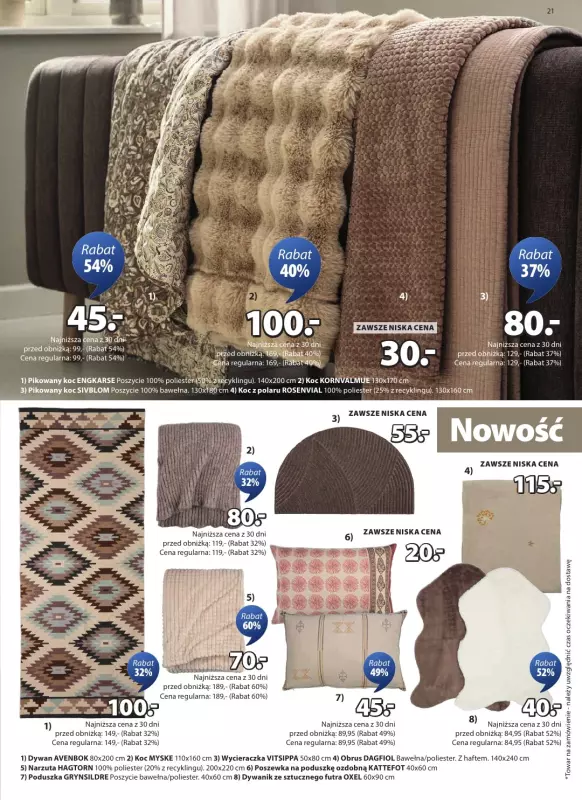 Jysk - gazetka promocyjna Świetna oferta dla domu. Rabat do 60% od środy 13.08 do niedzieli 31.08 - strona 21