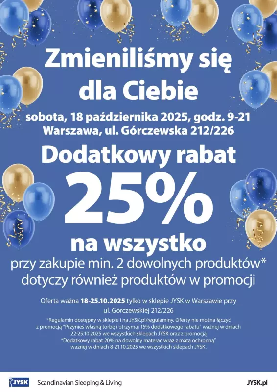 Jysk - gazetka promocyjna WARSZAWA: Wielkie Otwarcie JYSK! Już 18.10!  