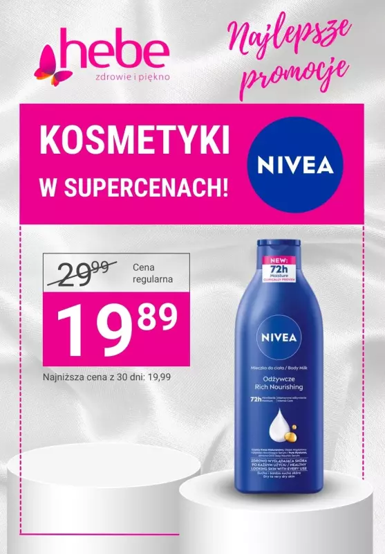 Hebe - gazetka promocyjna Kosmetyki Nivea w supercenach! od czwartku 29.08 do środy 04.09