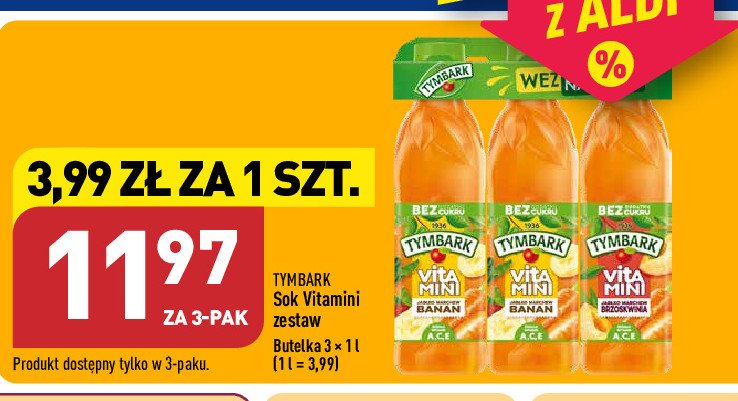 Sok Banan-banan-brzoskwinia Tymbark Vitamini - Cena - Promocje - Opinie 