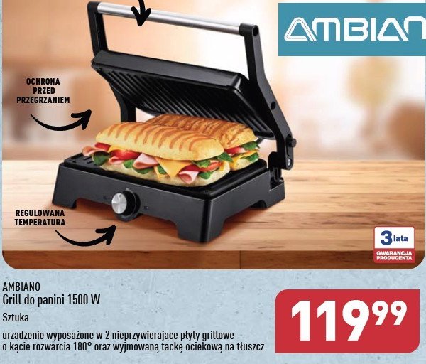 Grill do panini 1500 w AMBIANO cena promocje opinie sklep Blix.pl Brak ofert