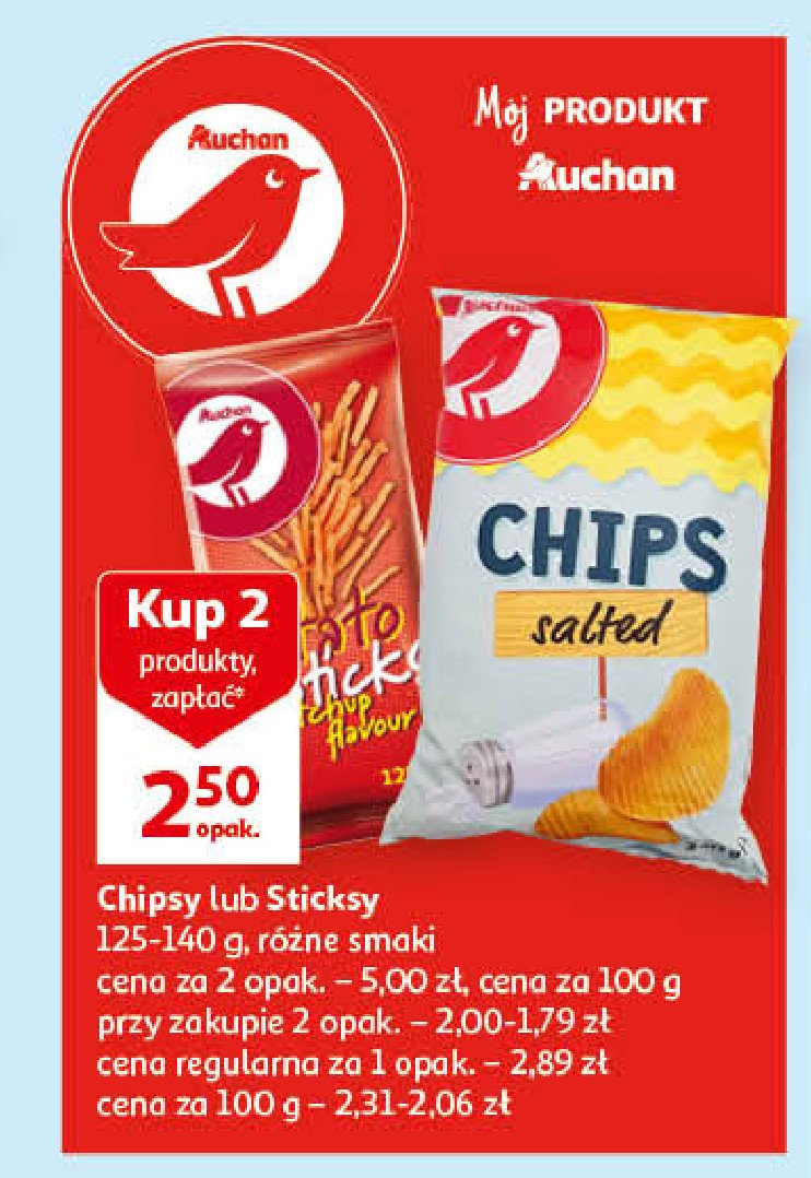 Chipsy sticks ketchupowe Auchan cena promocje opinie sklep