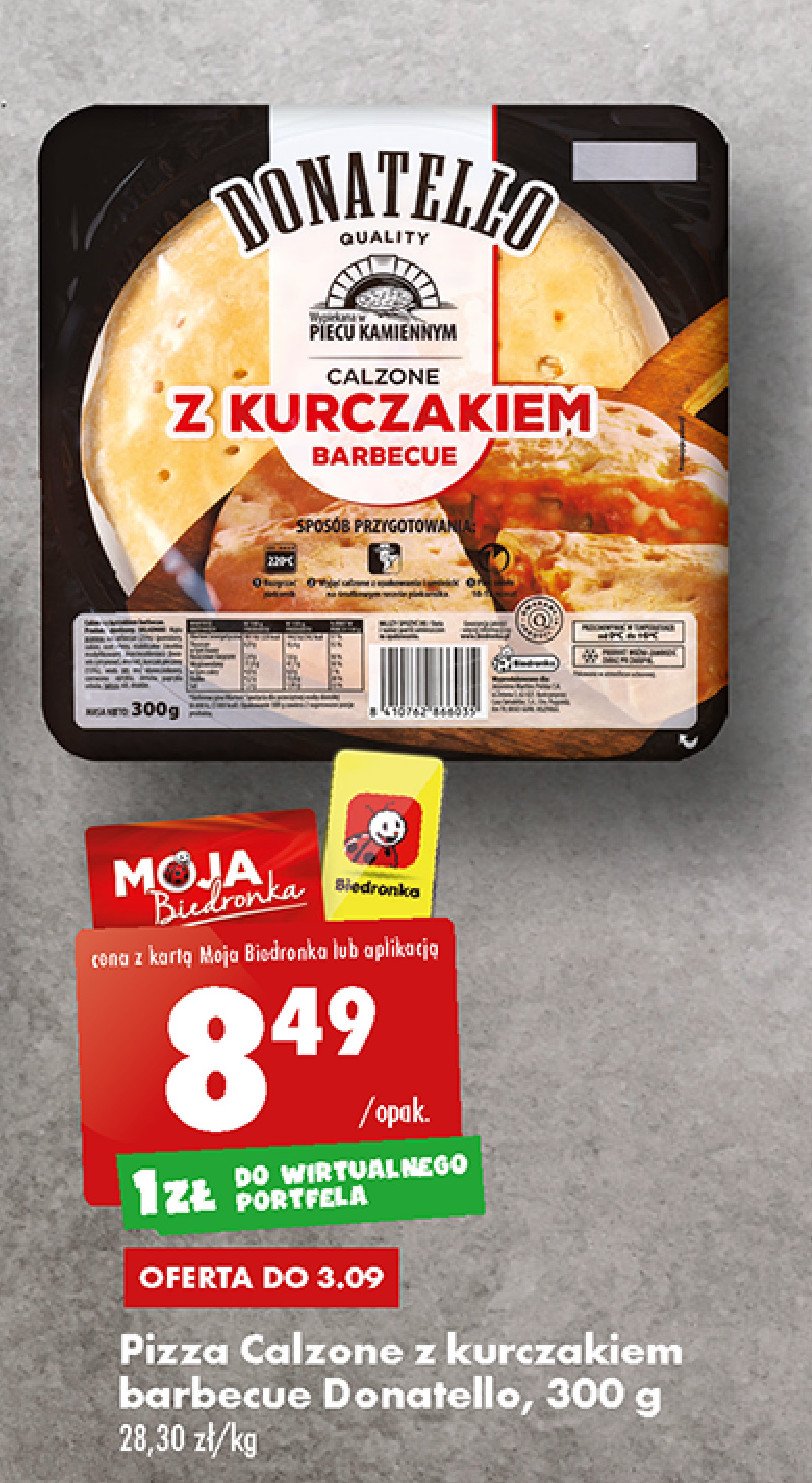 Pizza football calzone z kurczakiem barbecue Donatello pizza cena