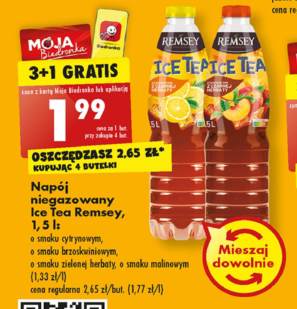 Napój o smaku brzoskwiniowym Remsey ice tea cena promocje opinie