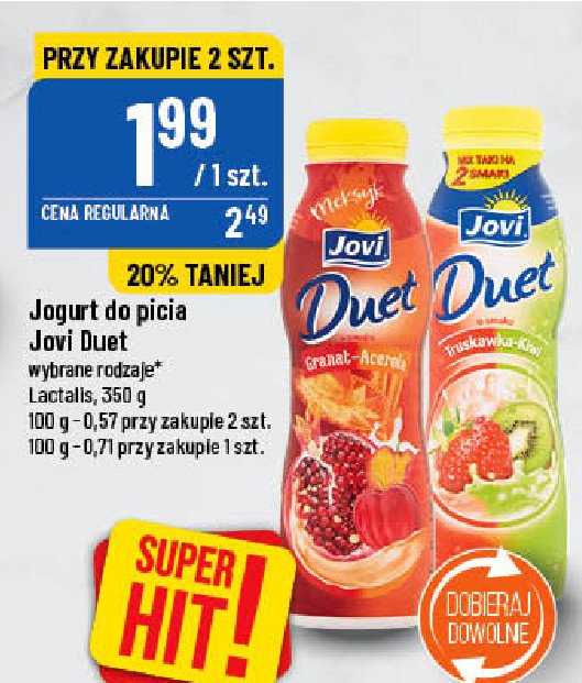 Jogurt pitny granat acerola Jovi duet cena promocje opinie