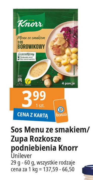 Zupa serowa z nutą szczypiorku Knorr menu ze smakiem cena promocje opinie sklep Blix