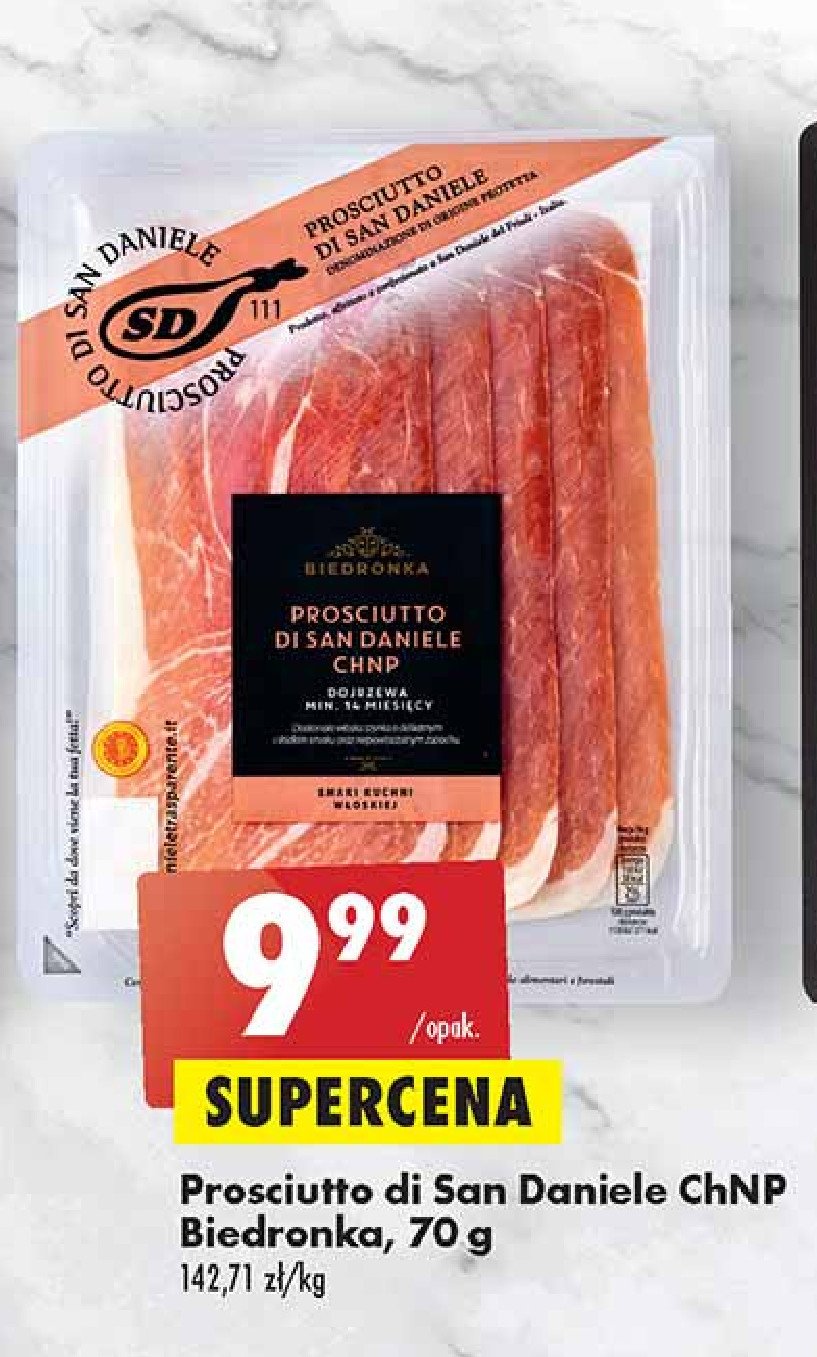 Szynka prosciutto di san daniele Biedronka cena promocje opinie