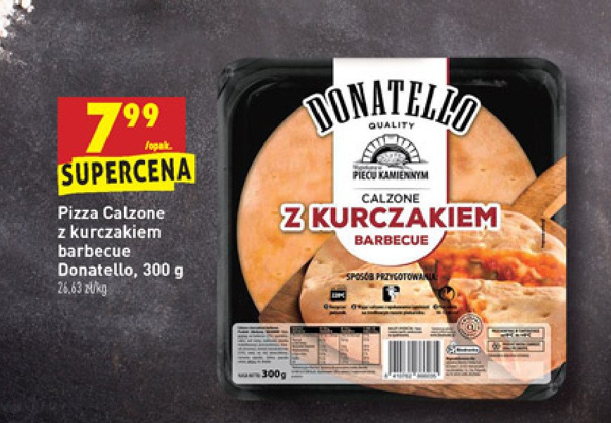 Pizza football calzone z kurczakiem barbecue Donatello pizza cena