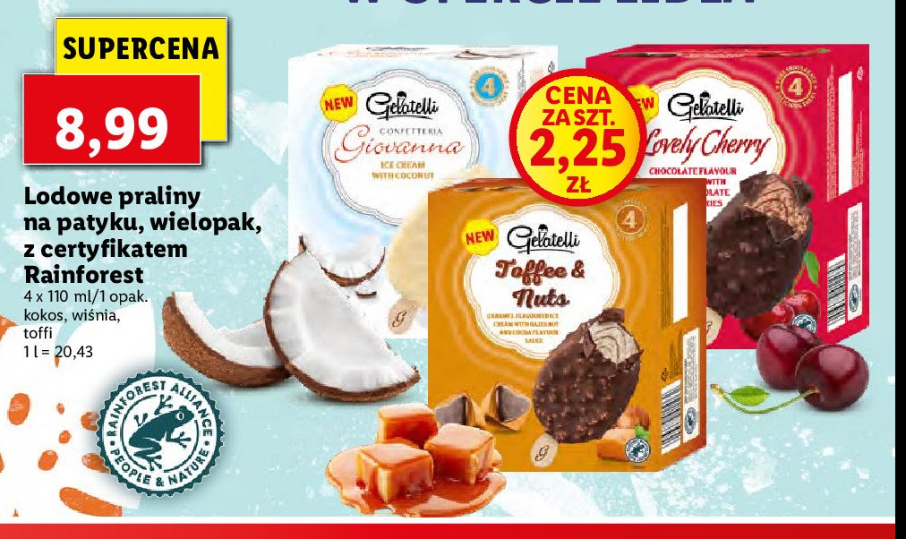 Lody toffee & nuts Gelatelli cena promocje opinie sklep Blix